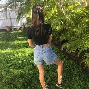 High waisted jean shorts